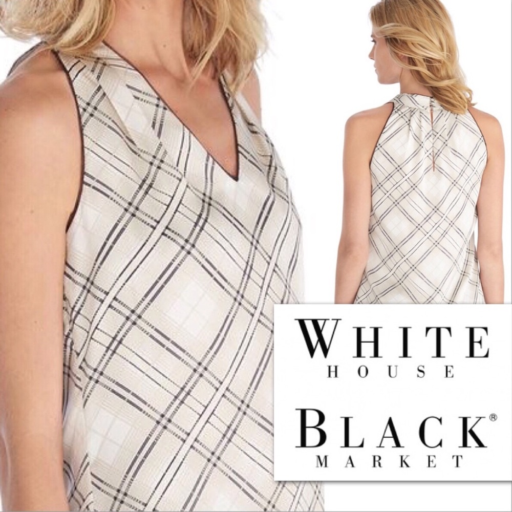 White House Black Market Silky Plaid Halter Blouse